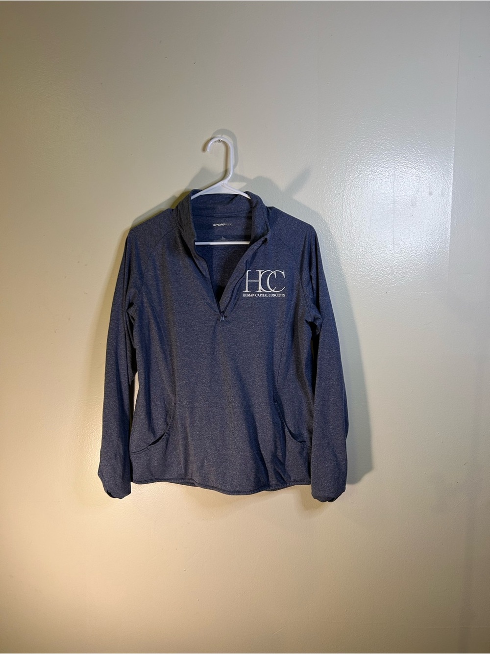 Sport-Tek Men's Heathered Navy Quarter-Zip Pullover with HC Logo